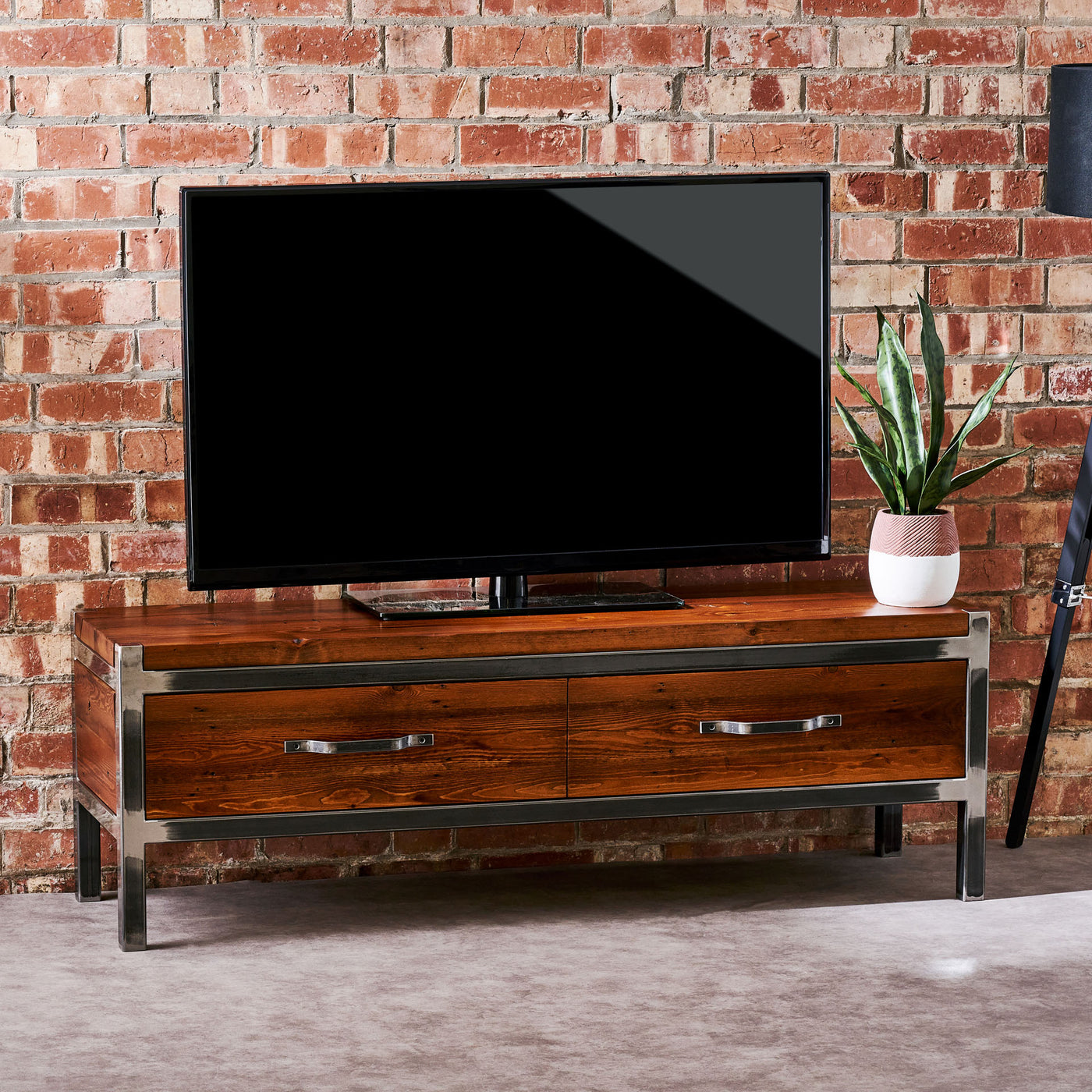 Industrial Timber and metal TV Unit