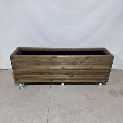 Planter On Wheels L150 x W36 x H60cm Medium Oak