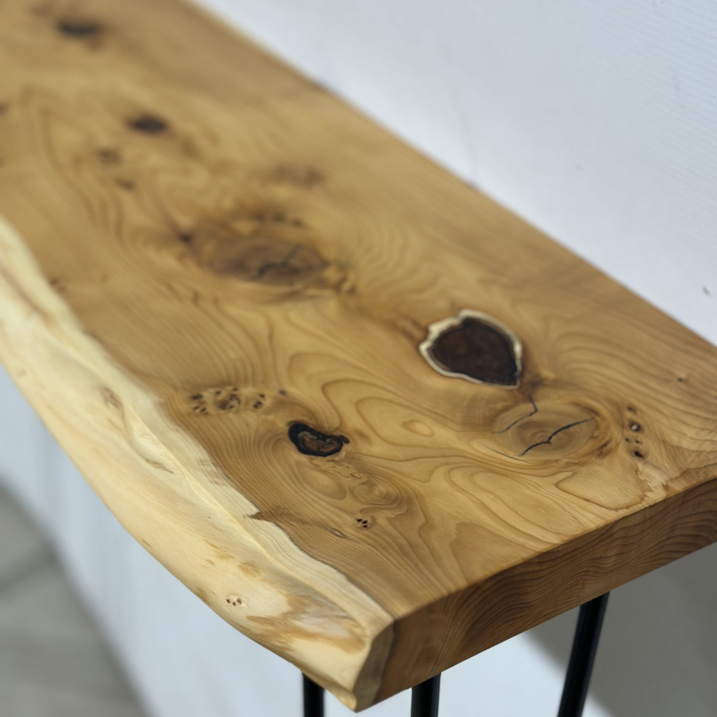 Live Edge Yew Console Table L101 x D24 x H90cm