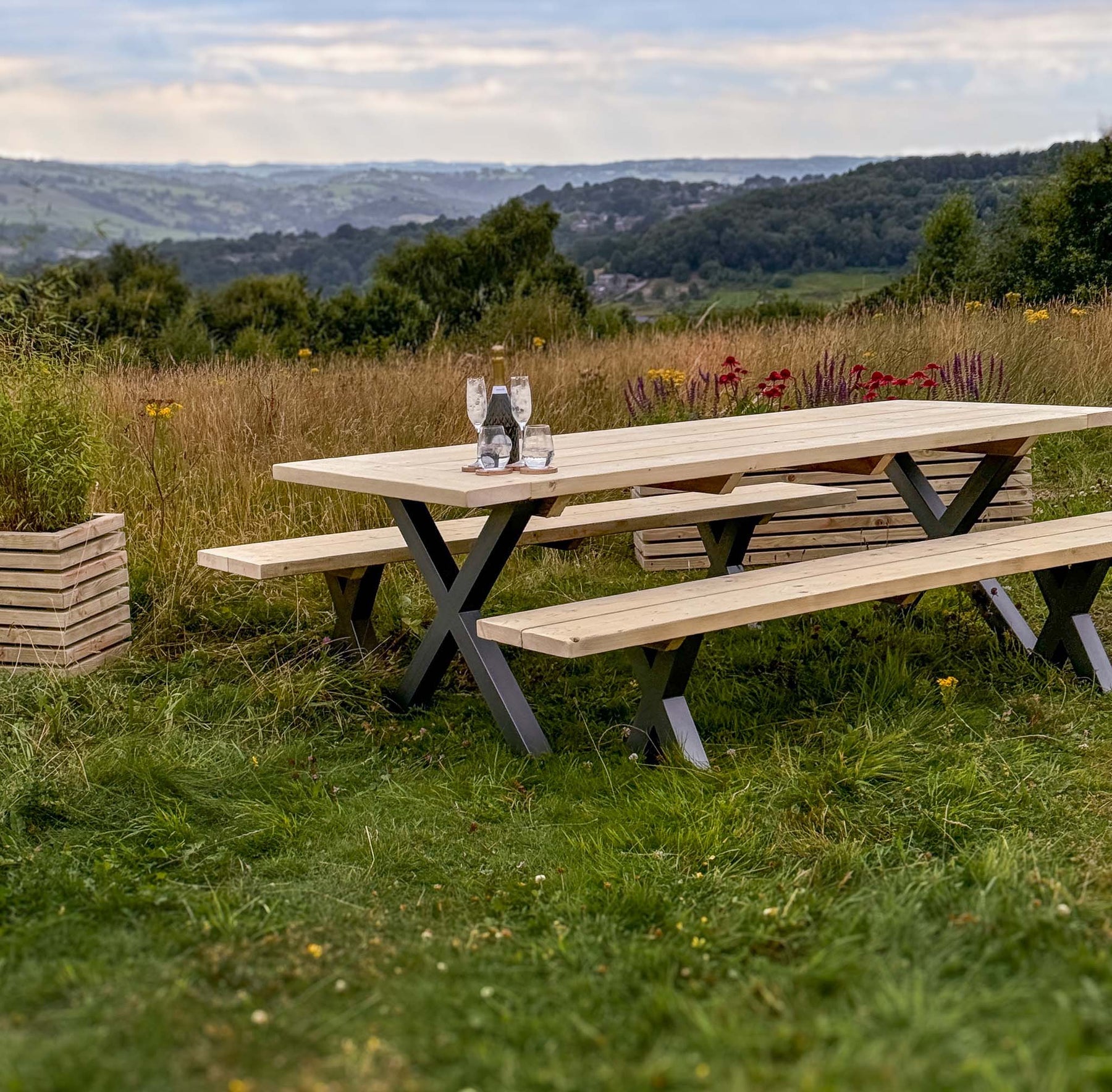 Steel Rustic Table Rustic Garden Table with Steel X Legs | Free UK Delivery | Easy ...