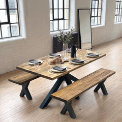 Monsal Spider Leg Dining Table – 45mm Solid Wood Top – 150 to 240cm