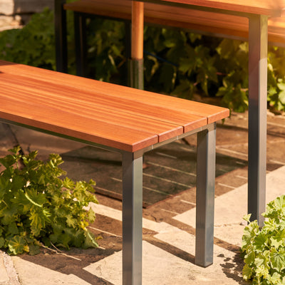 Rectangular Slatted Hardwood Garden Table Set