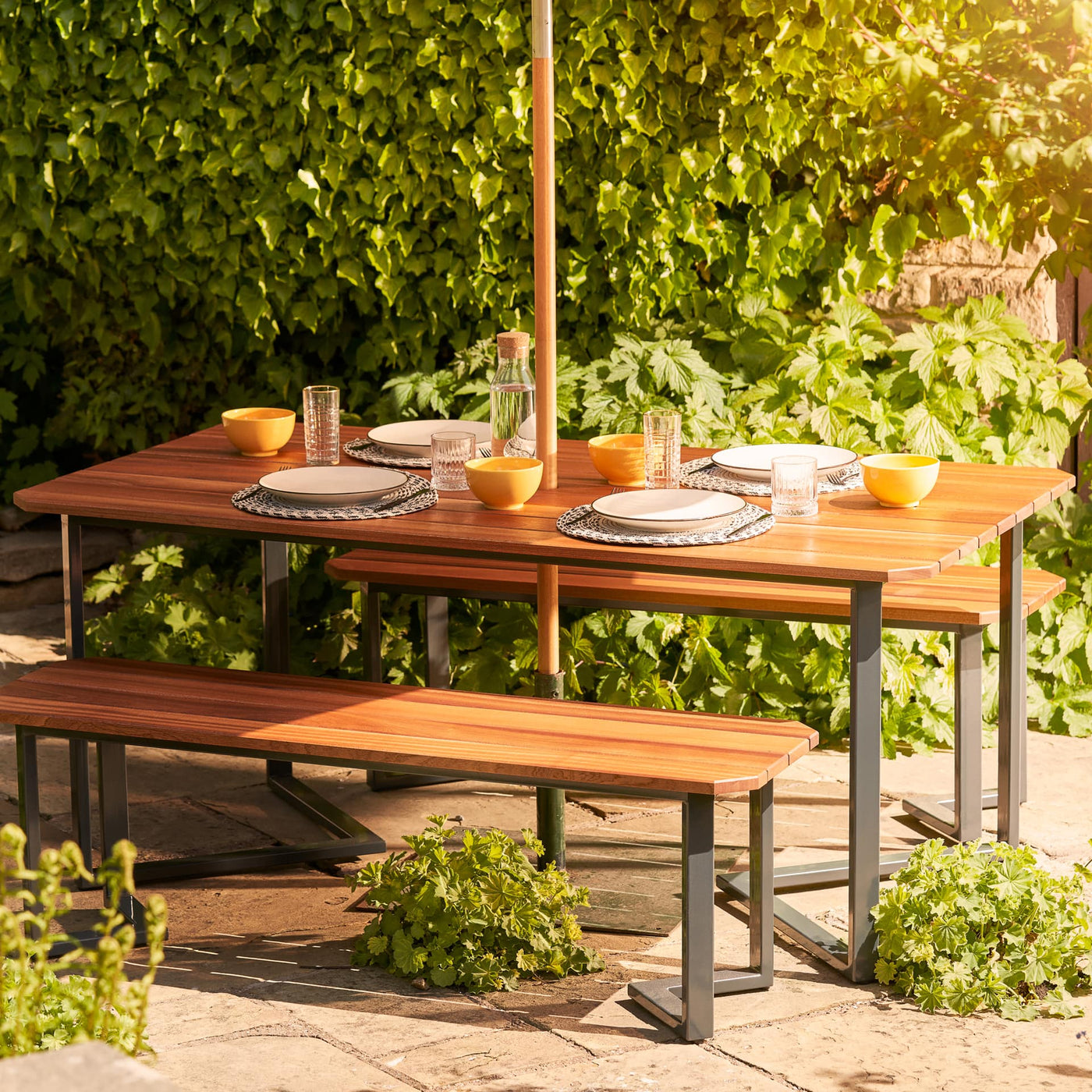 Angled Hardwood Garden Table Set