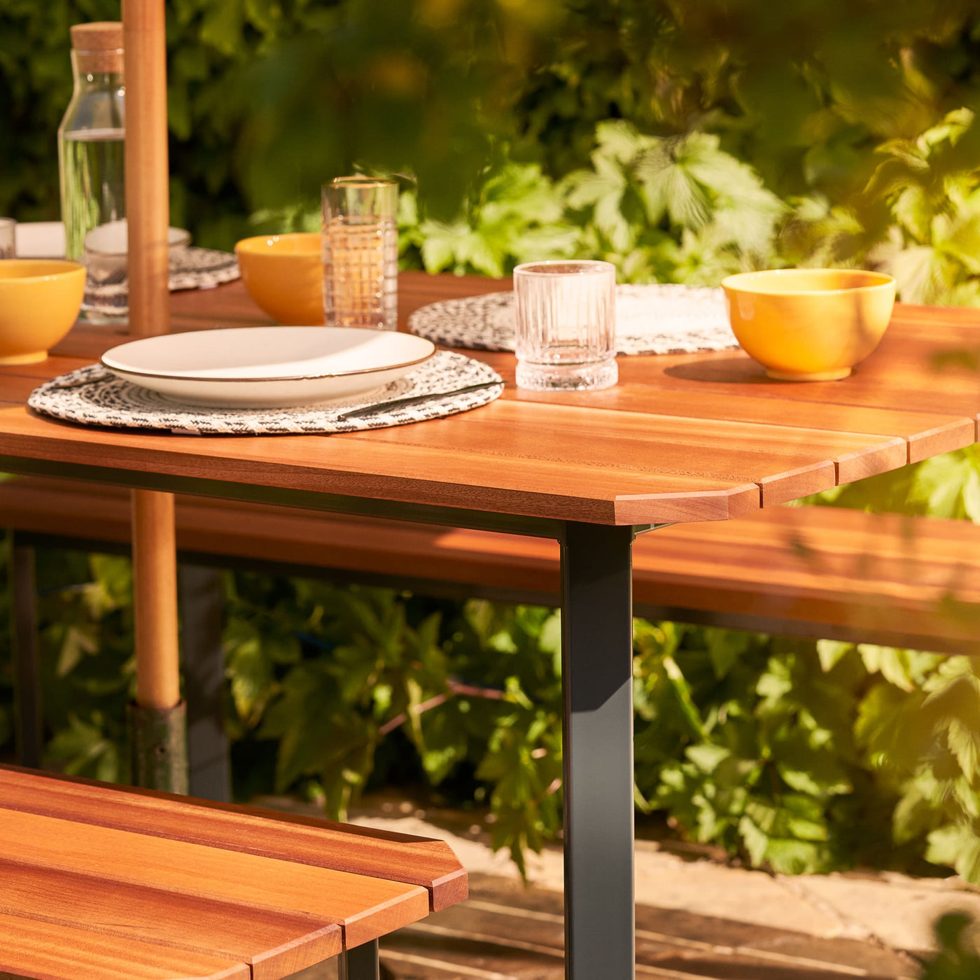 Angled Hardwood Garden Table Set
