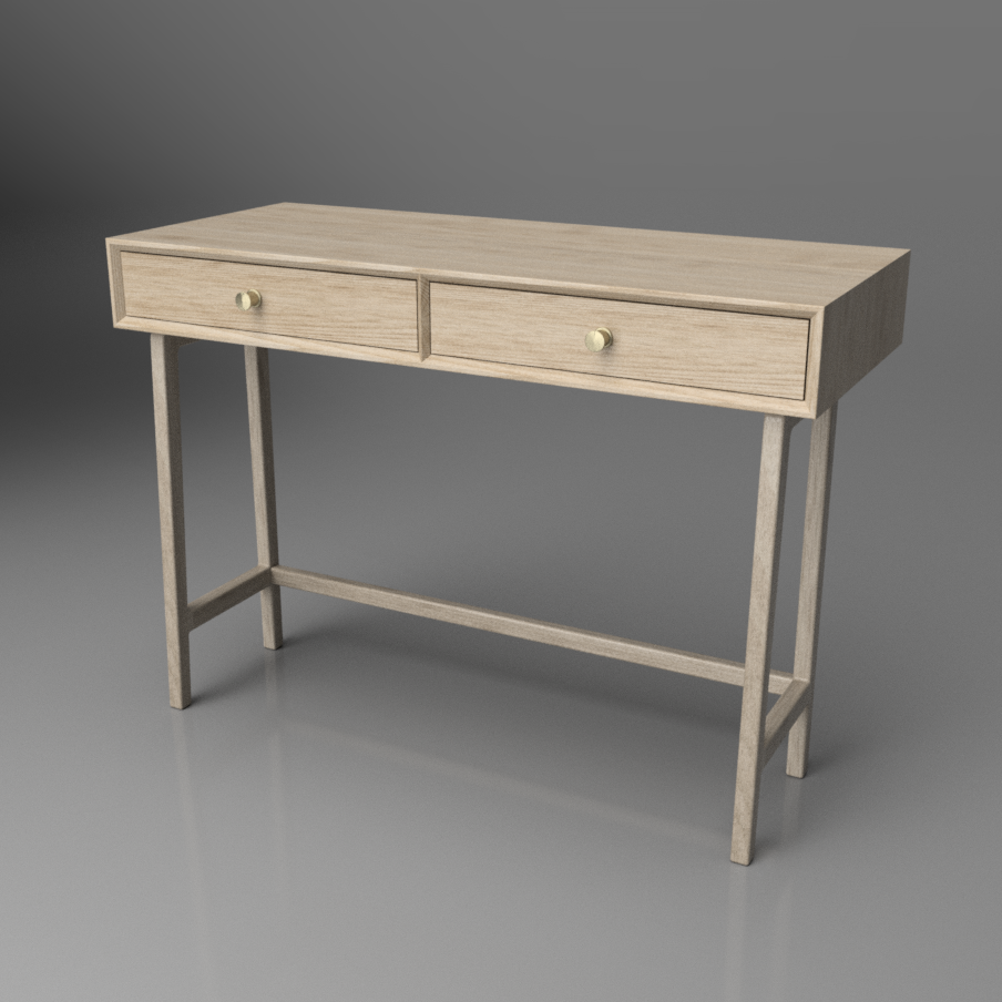 Fusion 360 render of a bespoke two-drawer desk