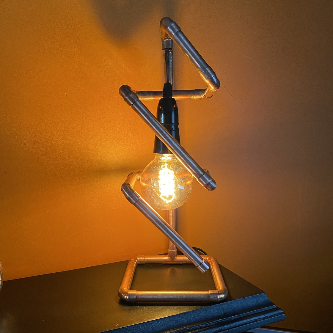 Handcrafted Industrial Reclaimed Copper Pipe Table Lamp, Industrial Design Homeware, Urban Industrial Lighting, Unique Desk Lamp Lighting