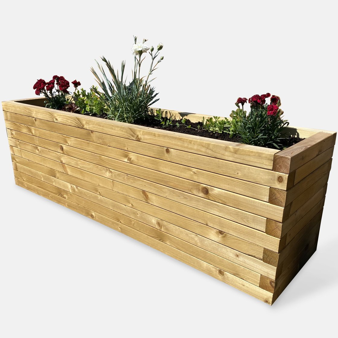 Garden Patio Planter, Rectangular Wood Planter, Plant Pots, Modern Handmade Garden Furniture