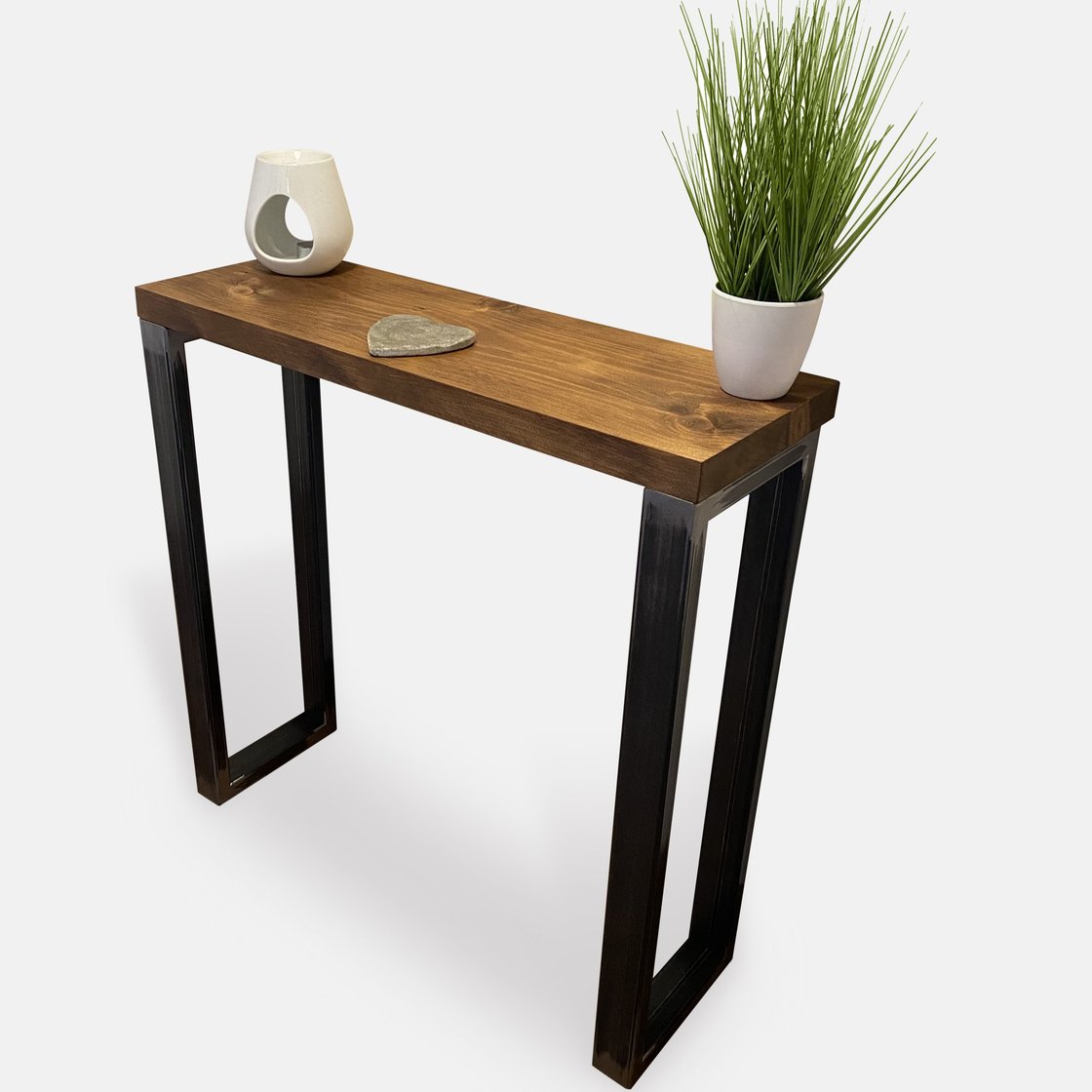 Industrial Hallway Console Table, Wood Sofa Table with Steel Frame ...