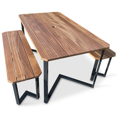 Products Handcrafted Outdoor Wood Patio Table, Picnic Table and Benches Set, Wooden Backyard Garden Furniture