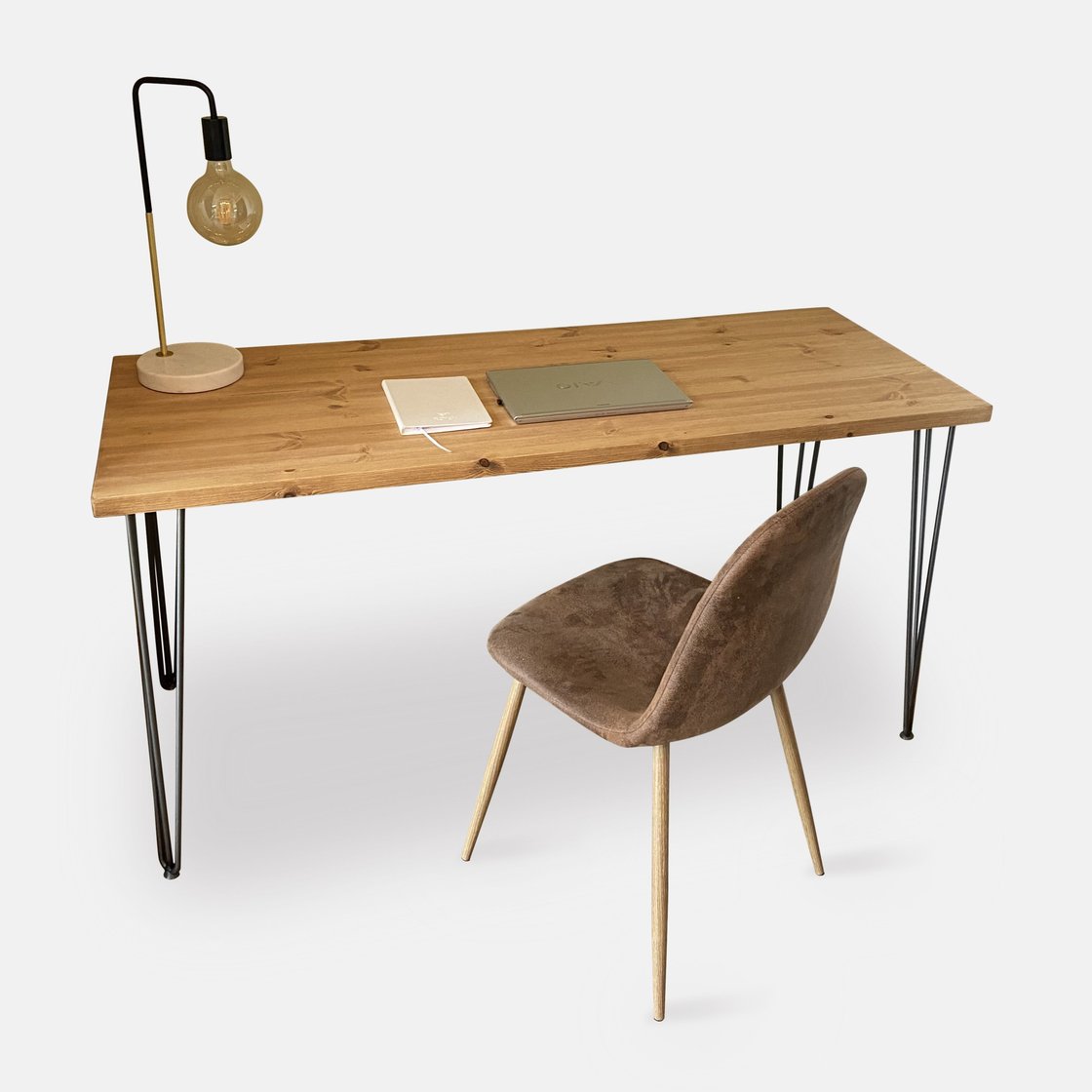 Solid Wood Desk With Metal Legs | Home Office Desk | Timber Foundry