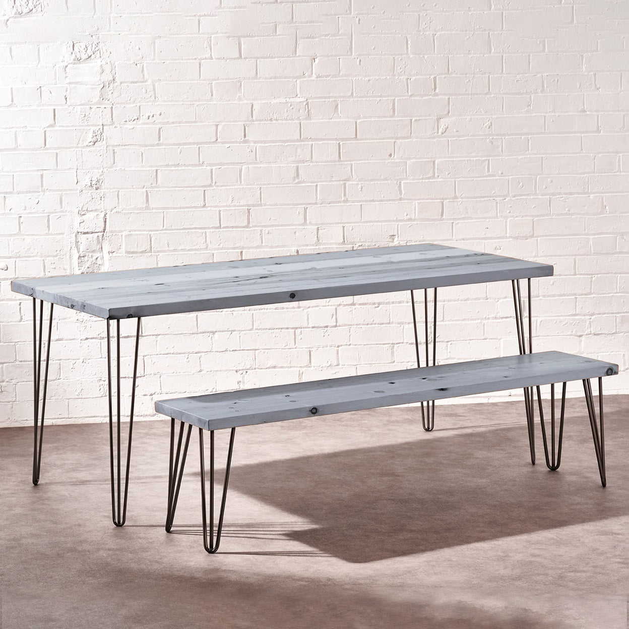 Handcrafted Modern Dining Table with Hairpin Legs in Variety of Colours, Sizes and Bench Options