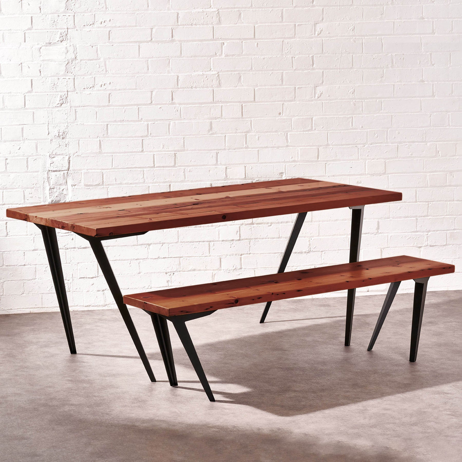 Dramatic Side Table Handcrafted Bespoke Reclaimed Wood Dining Table with Dramatic Angled ...