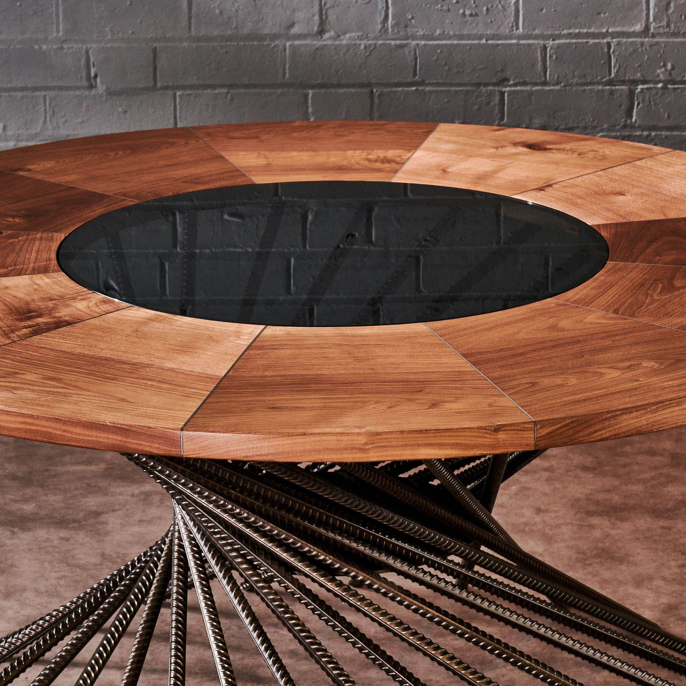 Timber Rebar Industrial Dining Table | Rebar Legs, Wood & Glass Top – Timber Foundry